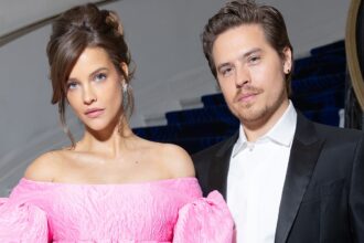 Dylan Sprouse’s Wife Barbara Palvin, Baby Girl Match in Floral Outfits