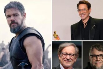 The translation into Greek for “The Odyssey’ Oscar Campaign Launch: Downey Jr., del Toro, Spielberg” is:

“Λανσάρισμα Καμπάνιας Όσκαρ για ‘Η Οδύσσεια’: Ντάουνι Τζούνιορ, ντελ Τόρο, Σπίλμπεργκ”